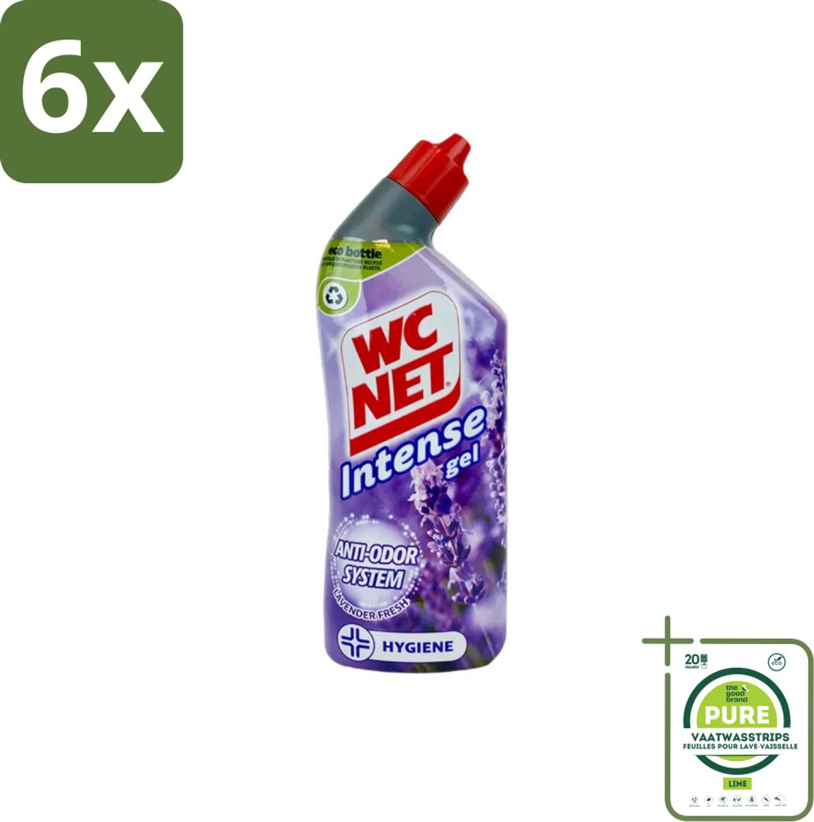 WC Net - Toiletreiniger - Gel - Lavendel - Gerecycled Materiaal - 750 ml - Voordeelverpakking - 6 stuks - Toilet schoonmaak - Toilet reiniger