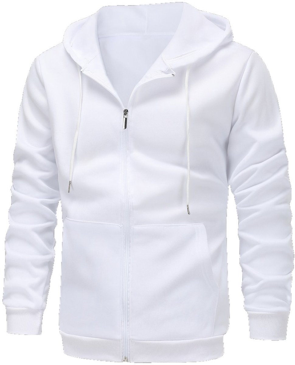 Currero Vest Heren Met Rits Sweater Cardigan Gebreid Sweaters Hoodie Warme Trui Lange Mouw Wit