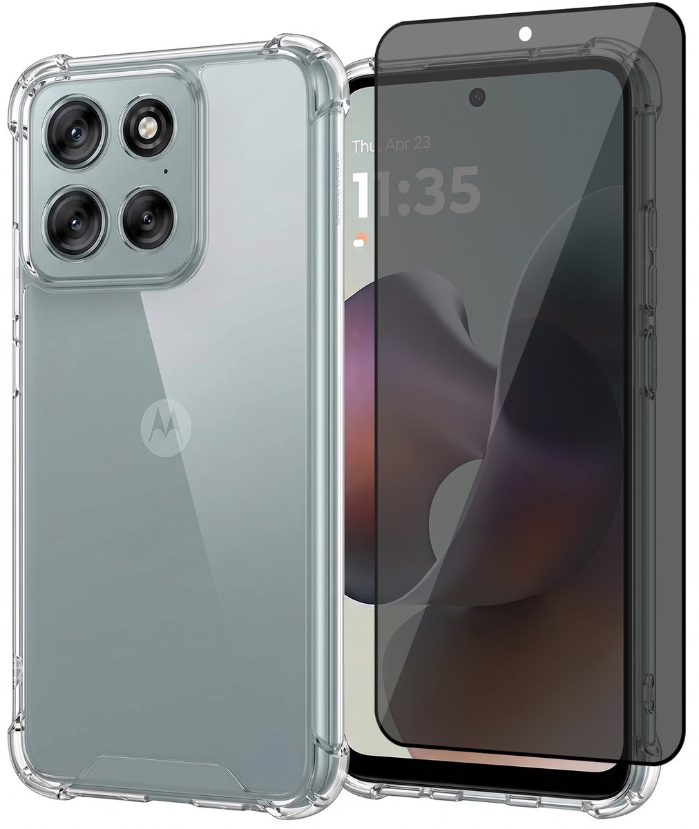 Hoesje geschikt voor Motorola Moto G36 – CrystalClear Back Cover – Schokbestendig – Privacy Screenprotector Full Cover