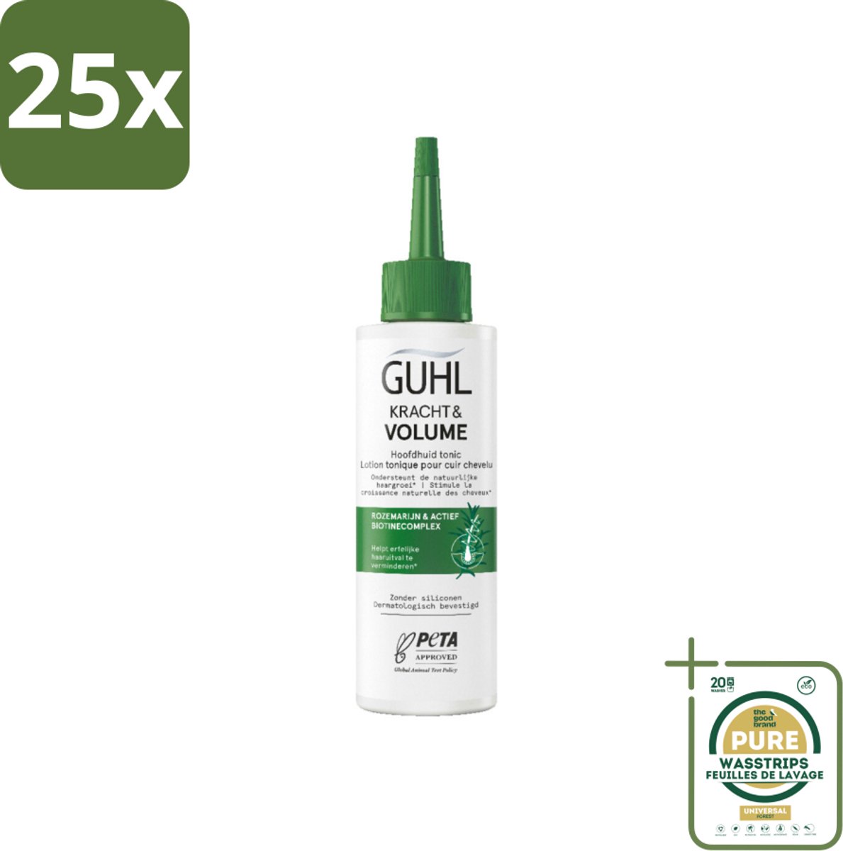 25 x Guhl – Scalp Tonic – Kracht & Volume – 125 ml - Grootverpakking - Haaruitval - Haargroei - Haar Stimuleren - Biotine - Rozemarijn