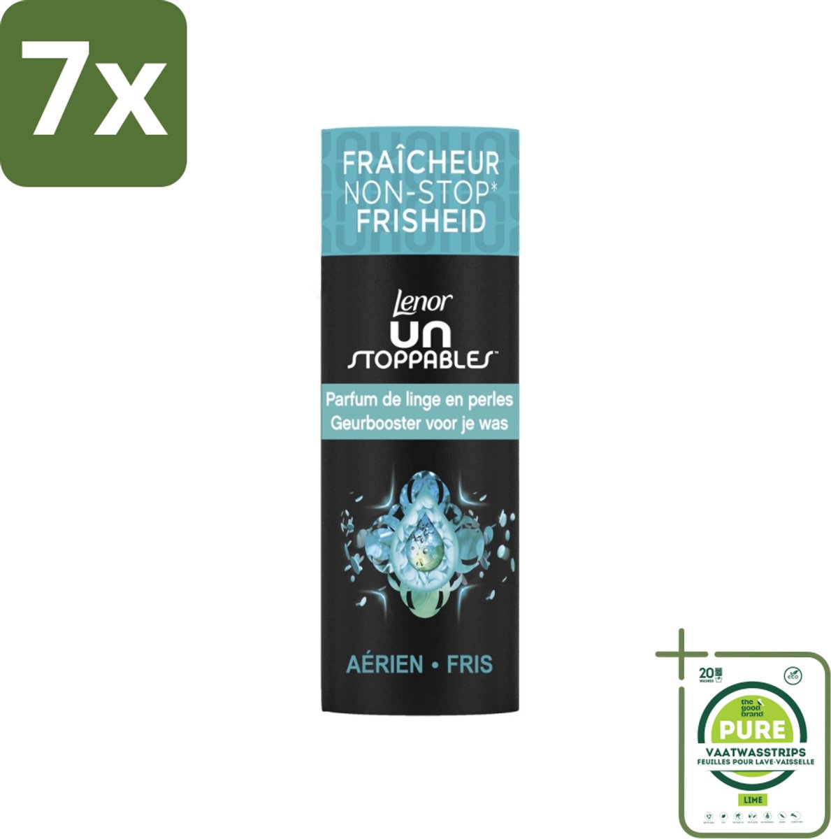 7 x Lenor Unstoppables - Geurbooster - Fris - 13 Wasbeurten - Grootverpakking - Lenor Unstoppables - Geurbooster - Wasverfrissers - Langdurige Geur - Frisse Geur