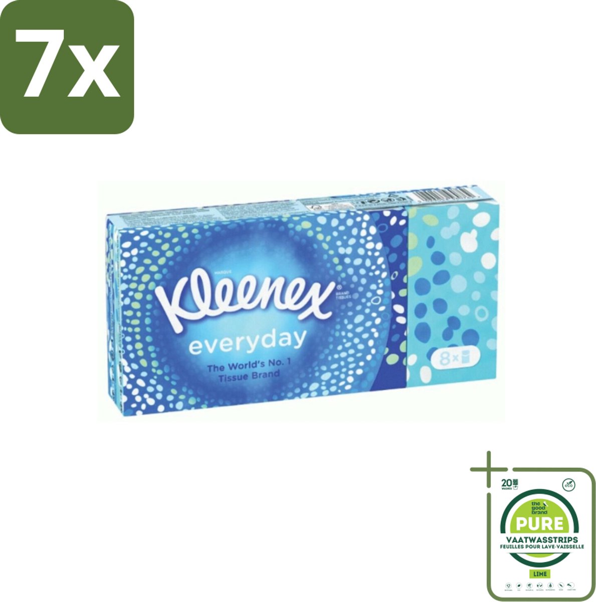 7 x Kleenex - Zakdoekjes - Everyday - 8 Pakjes Zakdoekjes - Grootverpakking - Zakdoekjes - Tissues - Schoonmaak - Reiniging - Vlekken Verwijderen