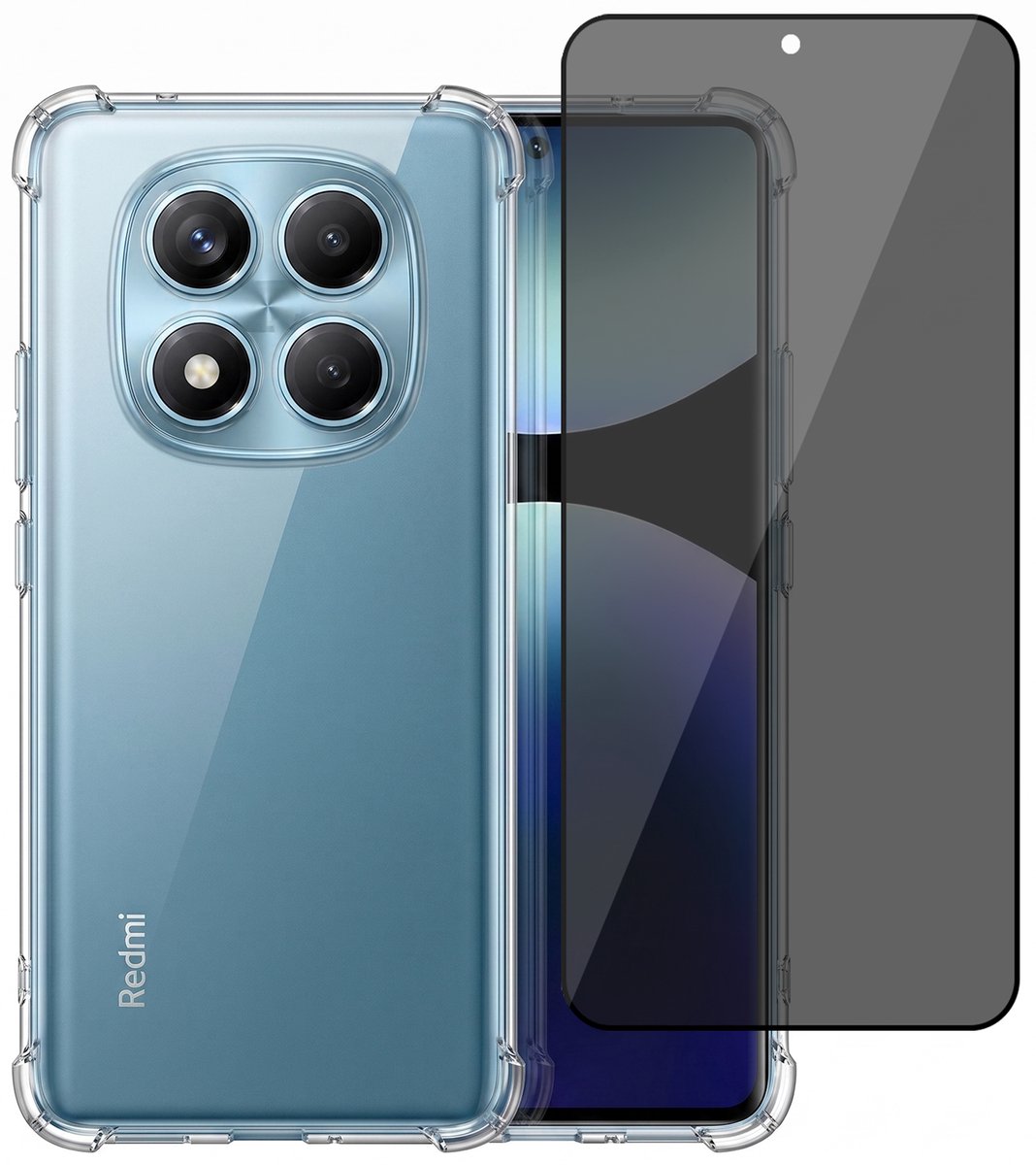 Hoesje geschikt voor Xiaomi Redmi Note 14 Pro 4G/5G / Note 14 Pro Plus – CrystalClear Back Cover – Schokbestendig – Privacy Screenprotector Full Cover