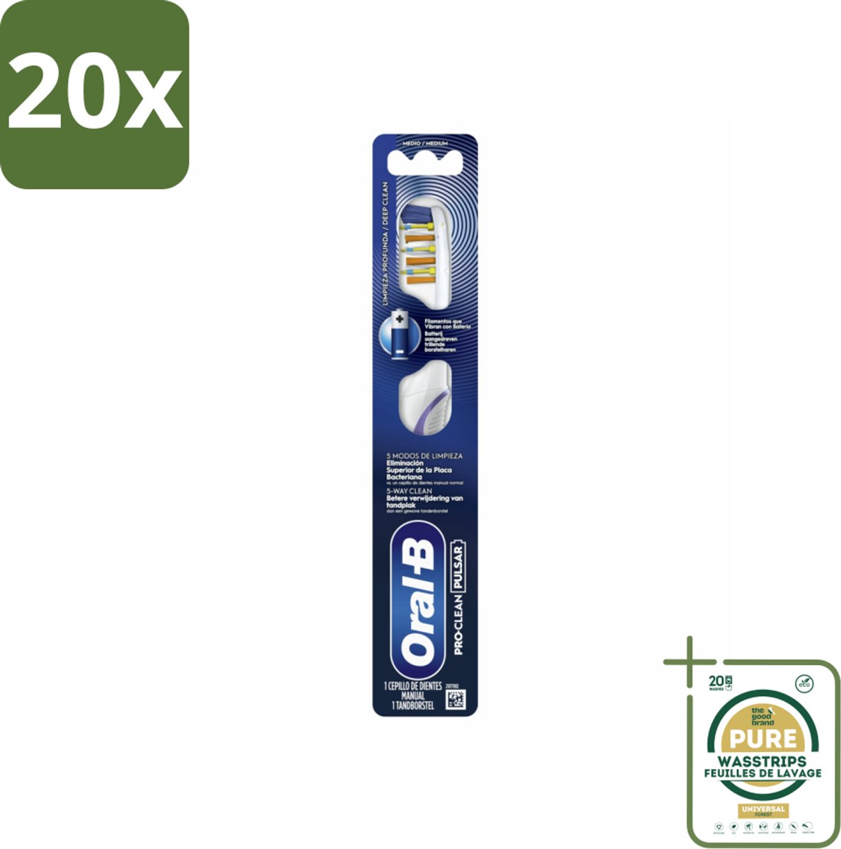 20 x Oral-B - Pro-Clean Pulsar – Tandenborstel – Medium – Manueel - Grootverpakking - Koffiezetapparaat