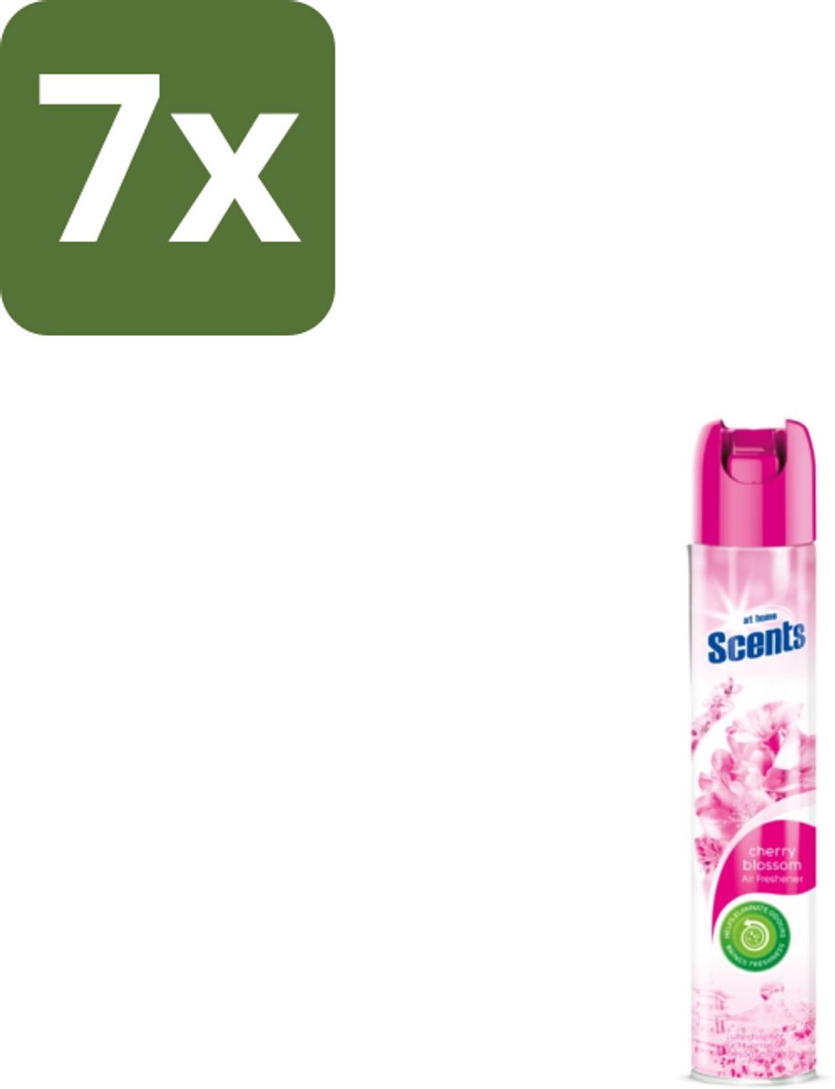 7 x At Home – Luchtverfrisser Spray – Cherry Blossom – Fris Bloemig - 400 ml - Luchtverfrisser Cherry Blossom - Bloemige Geur - Frisse Geur - Geur Neutraliseren - Kersenbloesem