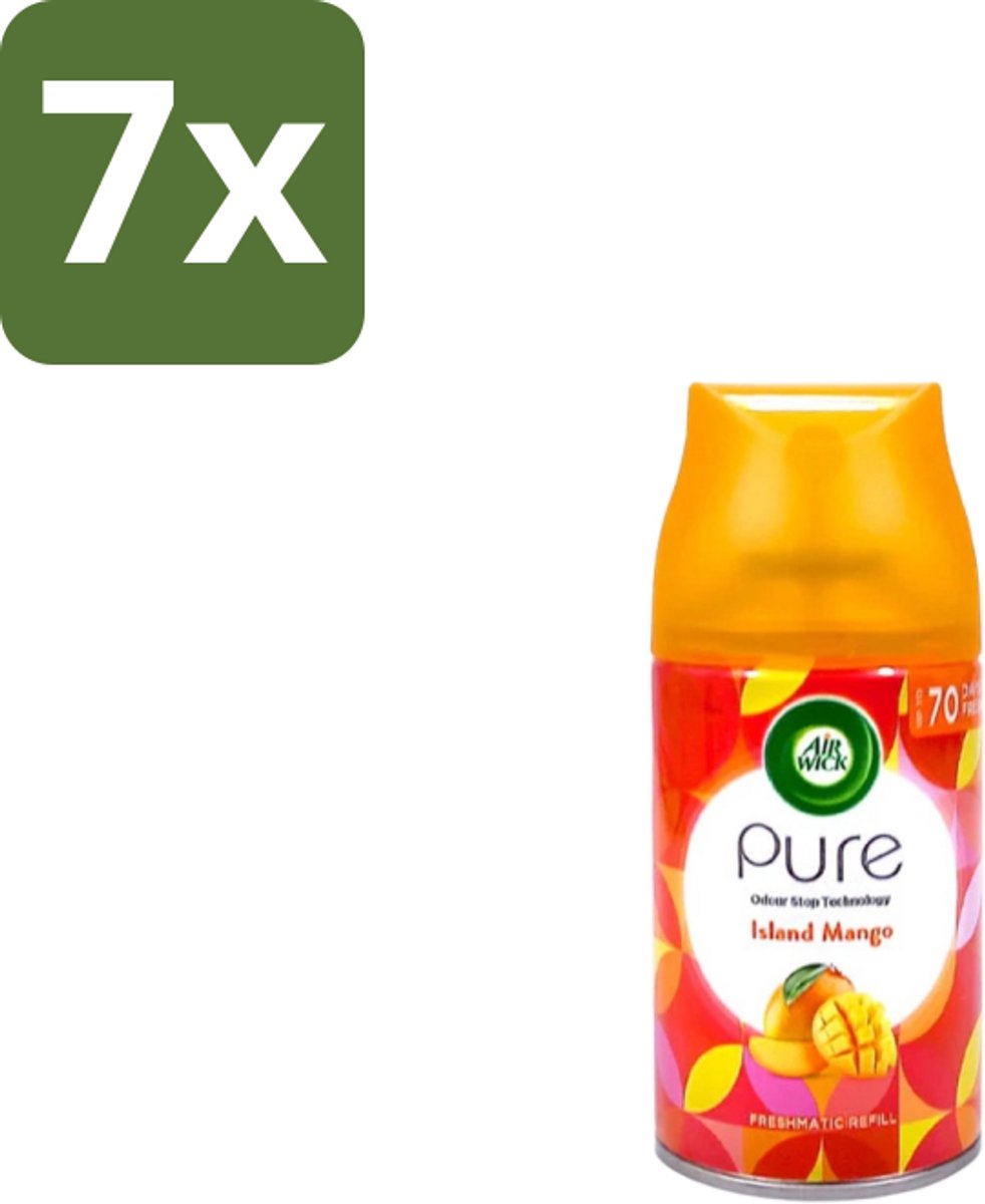 7 x Air Wick – Luchtverfrisser Navulling – Island Mango – 250 ml - Luchtverfrisser - Geur - Tropisch - Mango - Fris