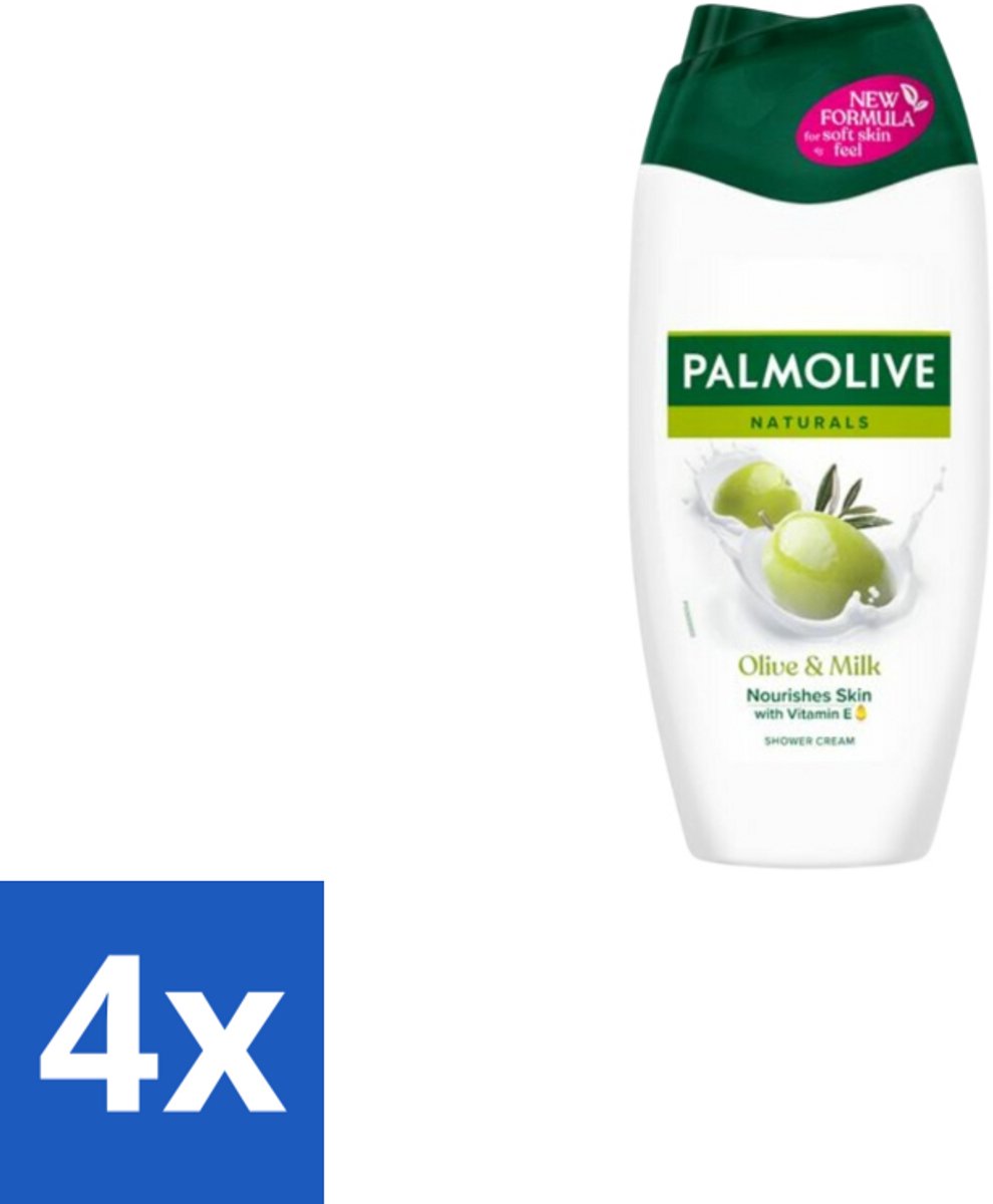 4 x Palmolive Douchecreme Naturals Olijf & Melk 250 ml - Douchecrème - Natuurlijke Verzorging - Olijf En Melk - Droge Huid - Gevoelige Huid