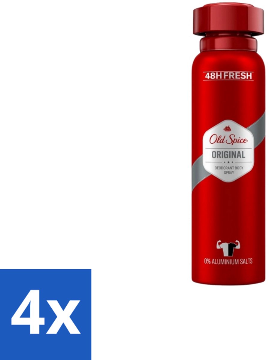 4 x Old Spice – Deospray – Original – 150 ml - Deospray - Mannelijke Geur - Frisheid - Klassiek - Zelfvertrouwen