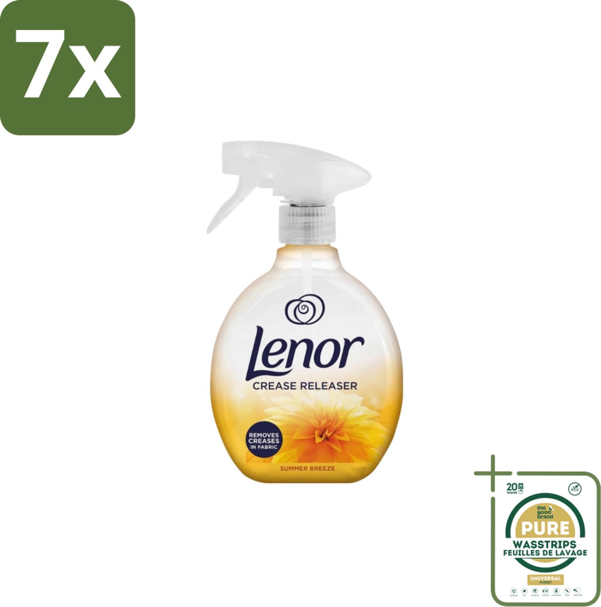 7 x Lenor – Crease Releaser Spray – Summer Breeze – Kreukverwijderaar & Textielverfrisser – 500 ml - Grootverpakking - Kreukverwijderaar - Textielverfrisser - Kleding Creëren - Katoen - Linnen