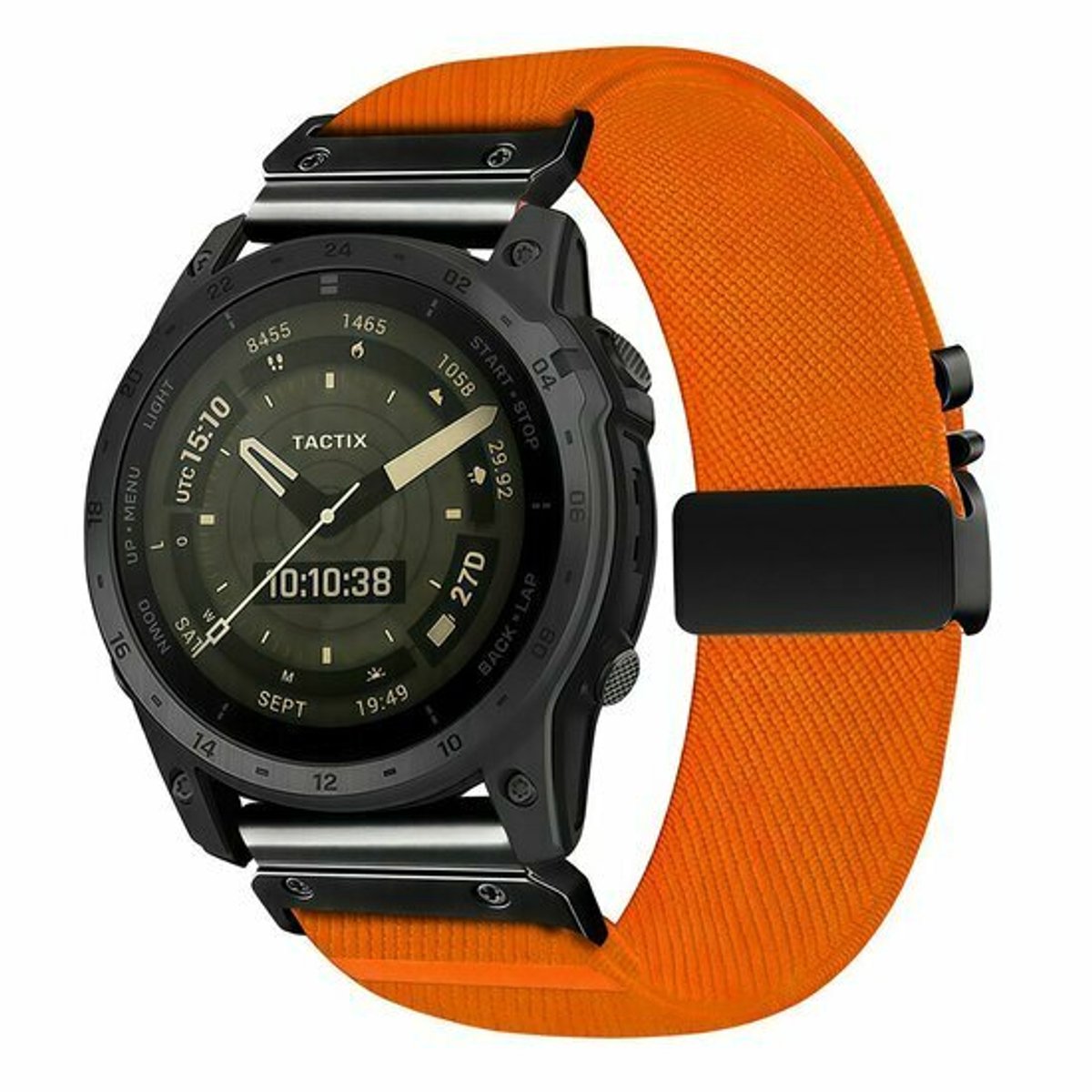 By Qubix - Geschikt voor Garmin bandje - 20mm Quickfit - Nylon bandje met parachute sluiting - Oranje - Geschikt voor Garmin Fenix 9 / 9 pro - 43mm