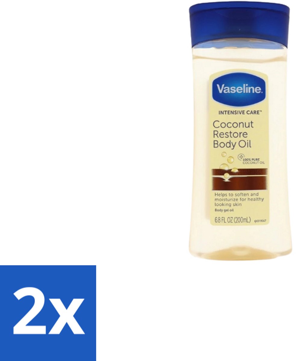 2 x Vaseline – Body Oil – Coconut Restore – 200 ml - Lichaamsolie - Kokosolie - Huidverzorging - Hydrateren - Huidherstel
