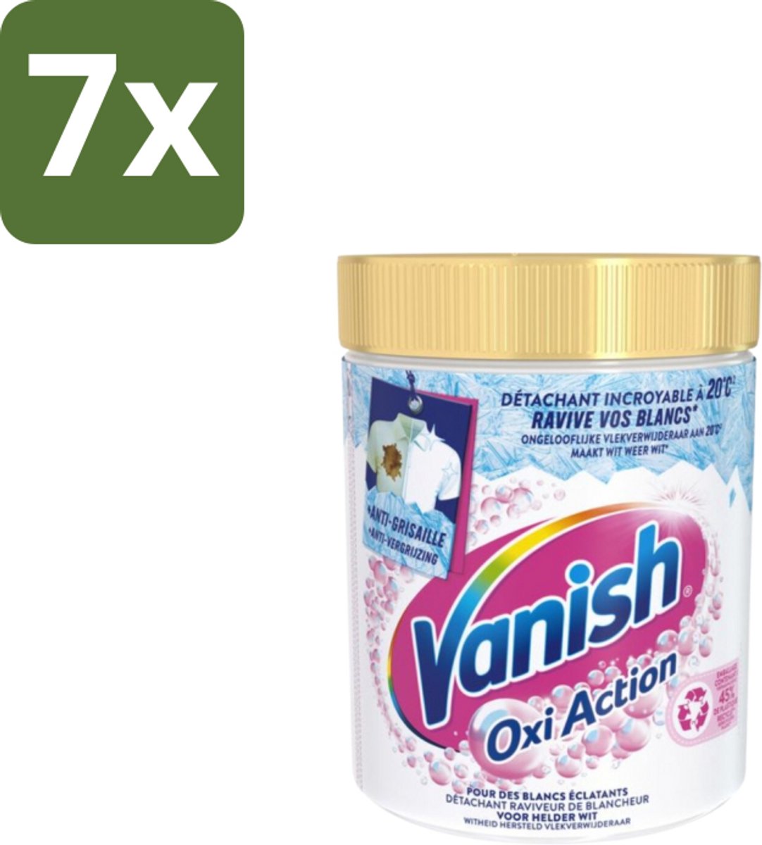 7 x Vanish – Wasbooster Poeder – Oxi Action Whitening Witte Was – 940 g - Wasbooster Poeder - Witte Was - Vlekverwijderaar - Zuurstoftechnologie - Wasprogramma