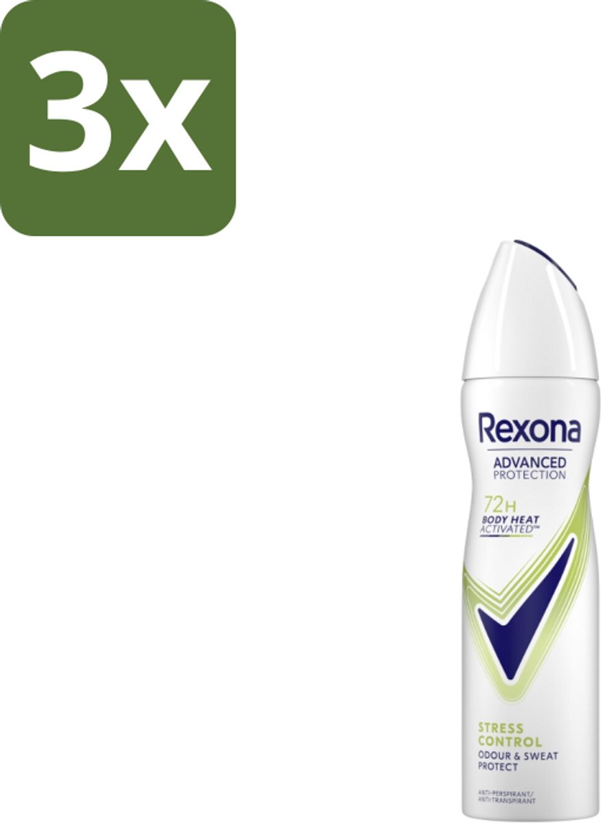 Rexona Deodorant Spray Advanced Protection Stress Control 150 ml - Bulkverpakking - 3 stuks