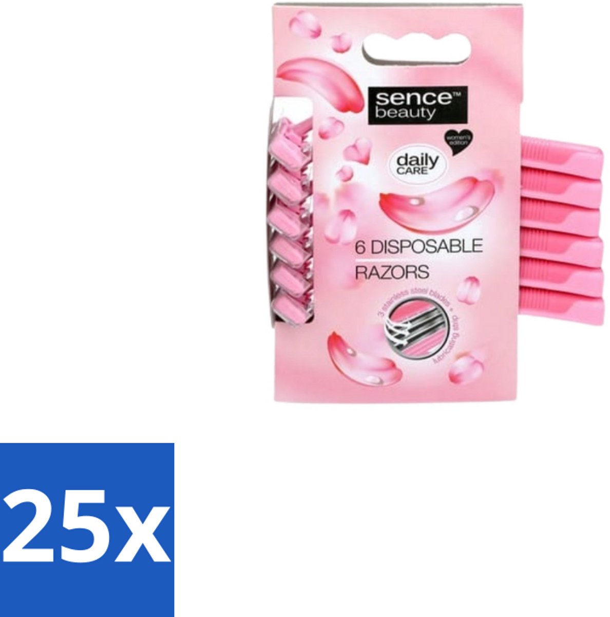 25 x Sence – Wegwerpscheermes – Glad Scheren – Comfort Grip – 6 Wegwerpscheermes - Scheermes - Wegwerpscheermes - Bikini Lijn - Benen Scheren - Oksels Scheren