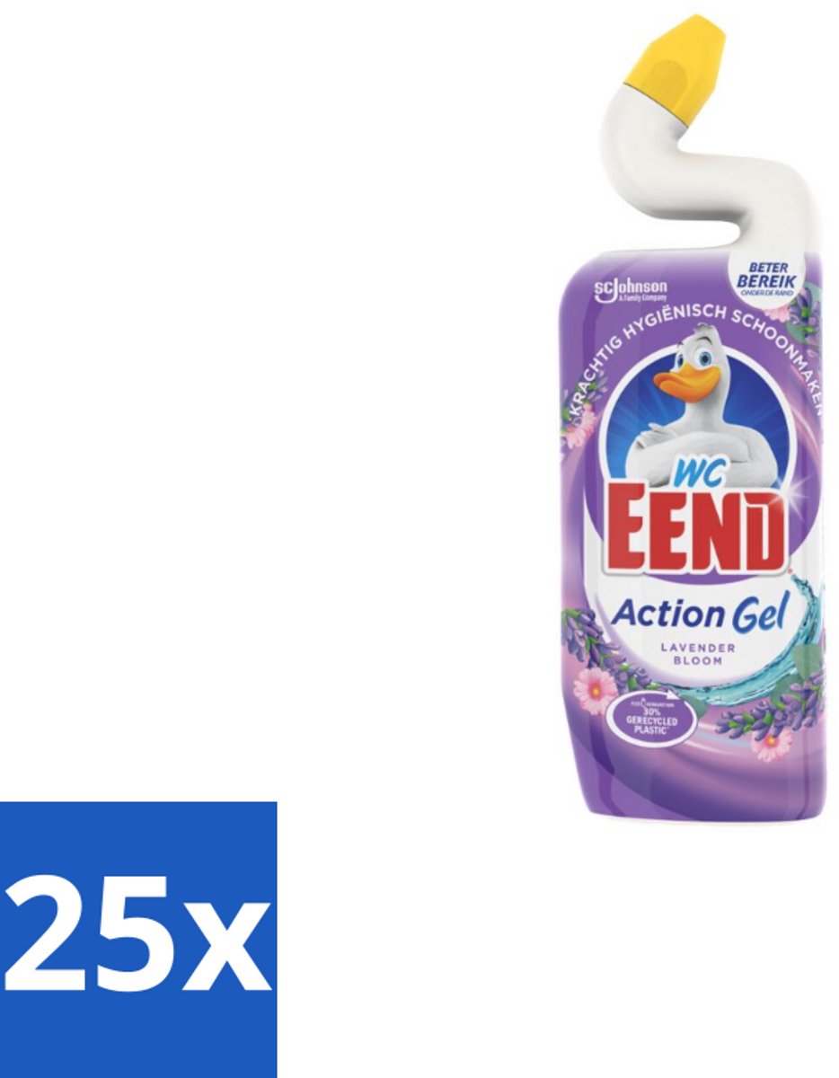 25 x WC Eend – Toiletgel – Action Gel Lavender Bloom – 750 ml - Toiletreiniger - Toilet Reinigen - Kalkaanslag Verwijderen - Fris Toilet - Lavendel Geur