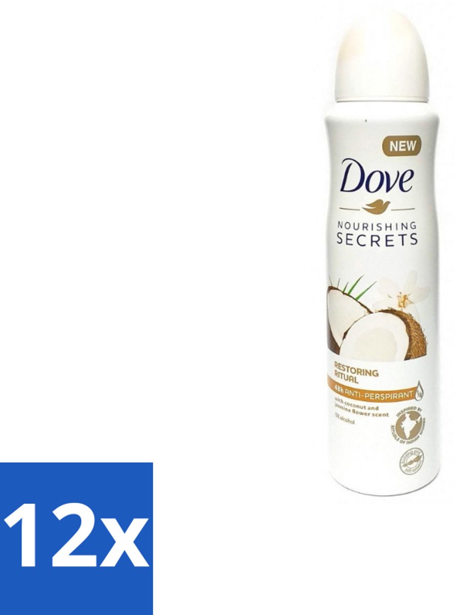 12 x Dove – Deodorant Spray – Restoring Ritual Cocos & Jasmijn – 150 ml - Deodorant Spray - Okselverzorging - Kokos En Jasmijn - Alcoholvrije Deodorant - Huidverzorging