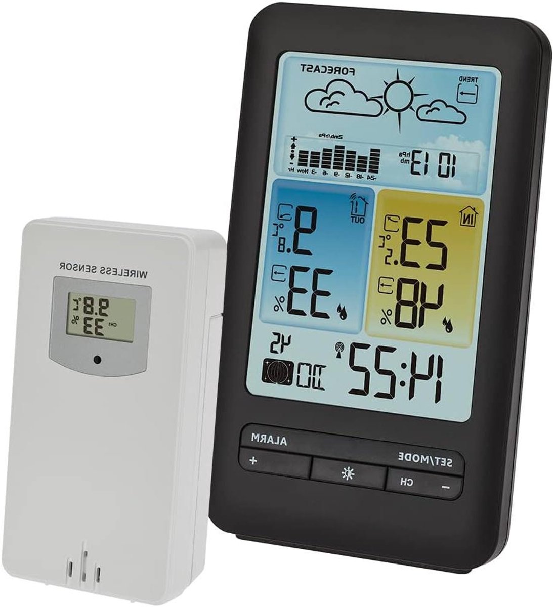 Weerstation Digitaal - Binnen Buiten - Weersvoorspelling Monitoren - Luchtdruk Grafiek - 14.6 x 8.3 cm - Zwart