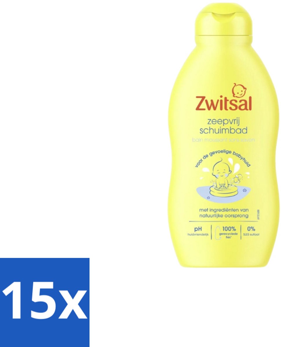 15 x Zwitsal – Schuimbad – Zeepvrij – 200 ml - Baby Bad - Zeepvrij Schuimbad - Babyhuid Verzorging - Babyhuid Bescherming - Schuimbad Baby