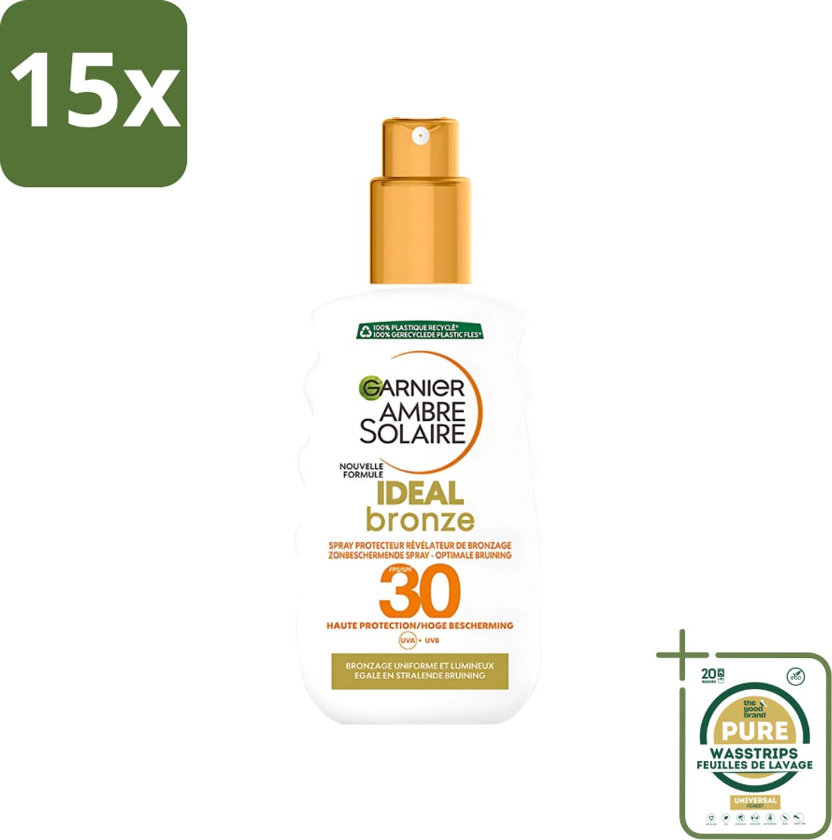 15 x Garnier - Ambre Solaire - Ideal Bronze - Zonnebrandspray - SPF 30 - 200 ml - Grootverpakking - Zonbescherming - Bruining - Zonnebrand - SPF 30 - Huidbescherming