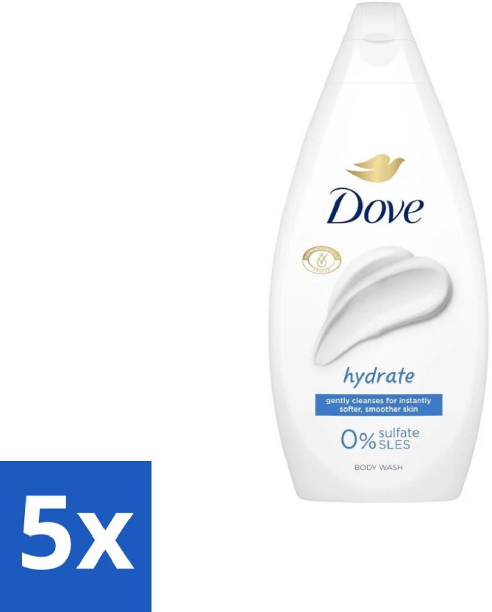 5 x Dove Douchecrème Hydrate 450 ml - Douchegel Hydrate - Hydraterende Douchegel - Zachte Huid - Mild Reinigen - Huid Verzorgen