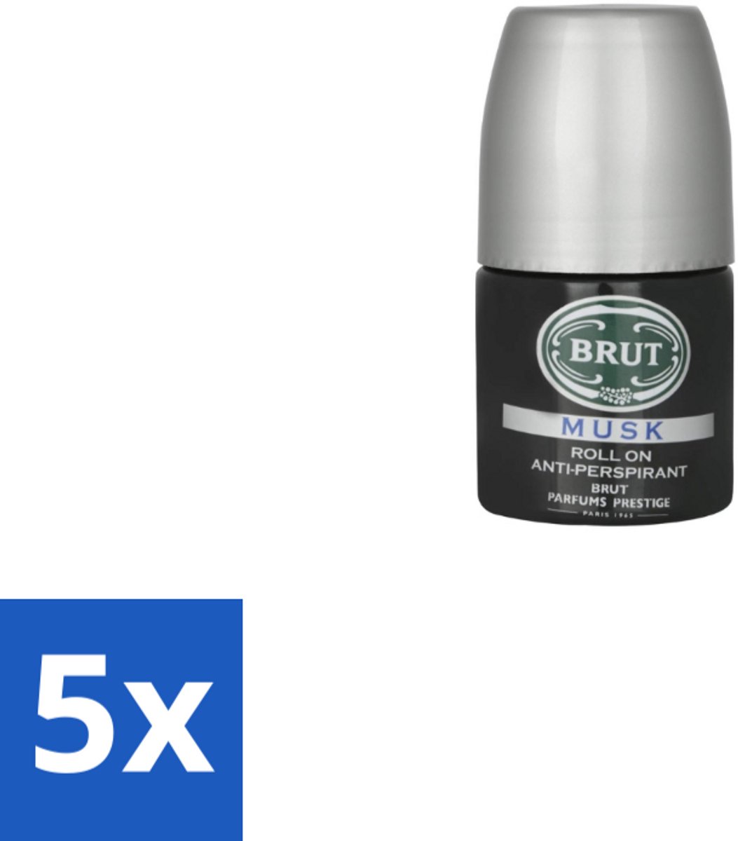 5 x Brut – Deodorant Roller – Musk - 50 ml - Anti-transpirant - Roll-on - Musk - Mannelijke Geur - Langdurige Bescherming