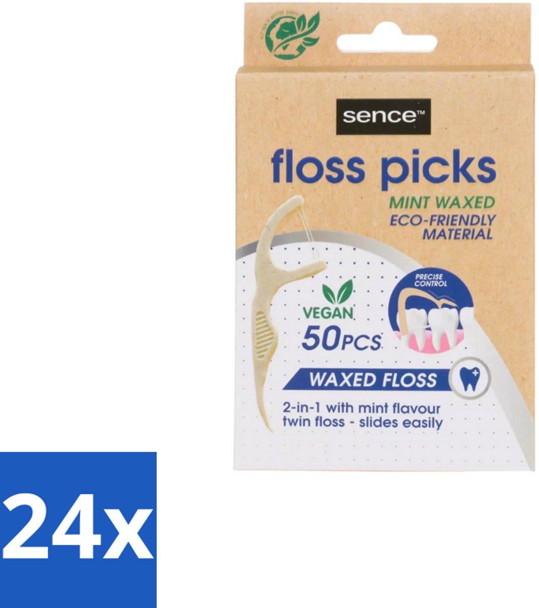 24 x Sence – Flosser – Fresh 2-in-1 Bamboo – 50 Flossers - Mondverzorging - Flosser - Tandenstoker - Tandplak - Etensresten