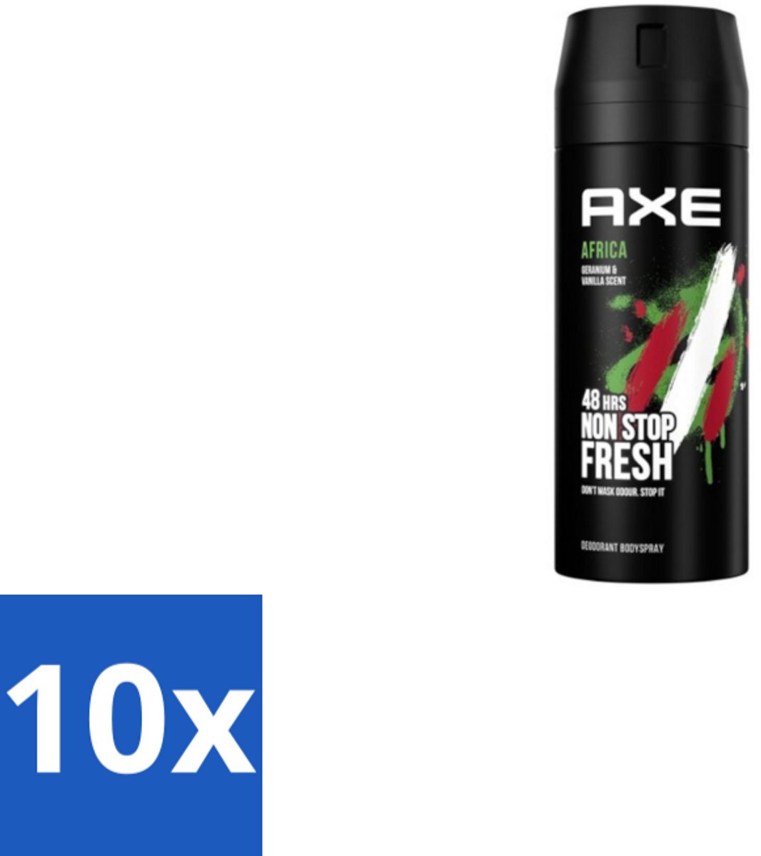 10 x Axe Deodorant Bodyspray Africa 150 ml - Axe Africa Deodorant Spray - Deodorant Spray Africa - Axe Deodorant - Deodorant Spray - Transpiratiegeur