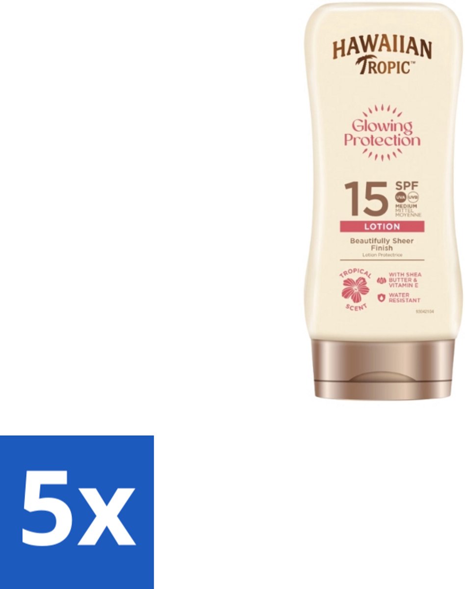 5 x Hawaiian Tropic – Zonnebrand Lotion – Satin Protection Ultra Radiance – SPF - Zonbescherming - Zonnebrandlotion - Huidbescherming - Stralende Huid - UV Bescherming
