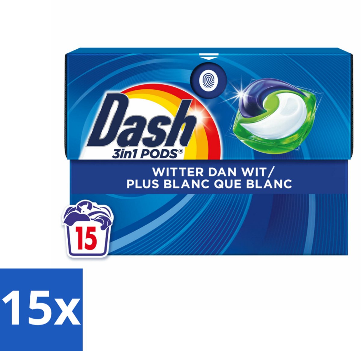 Dash – Wasmiddelcapsules – 3in1 Pods Original – 15 capsules - Bulkverpakking - 15 stuks