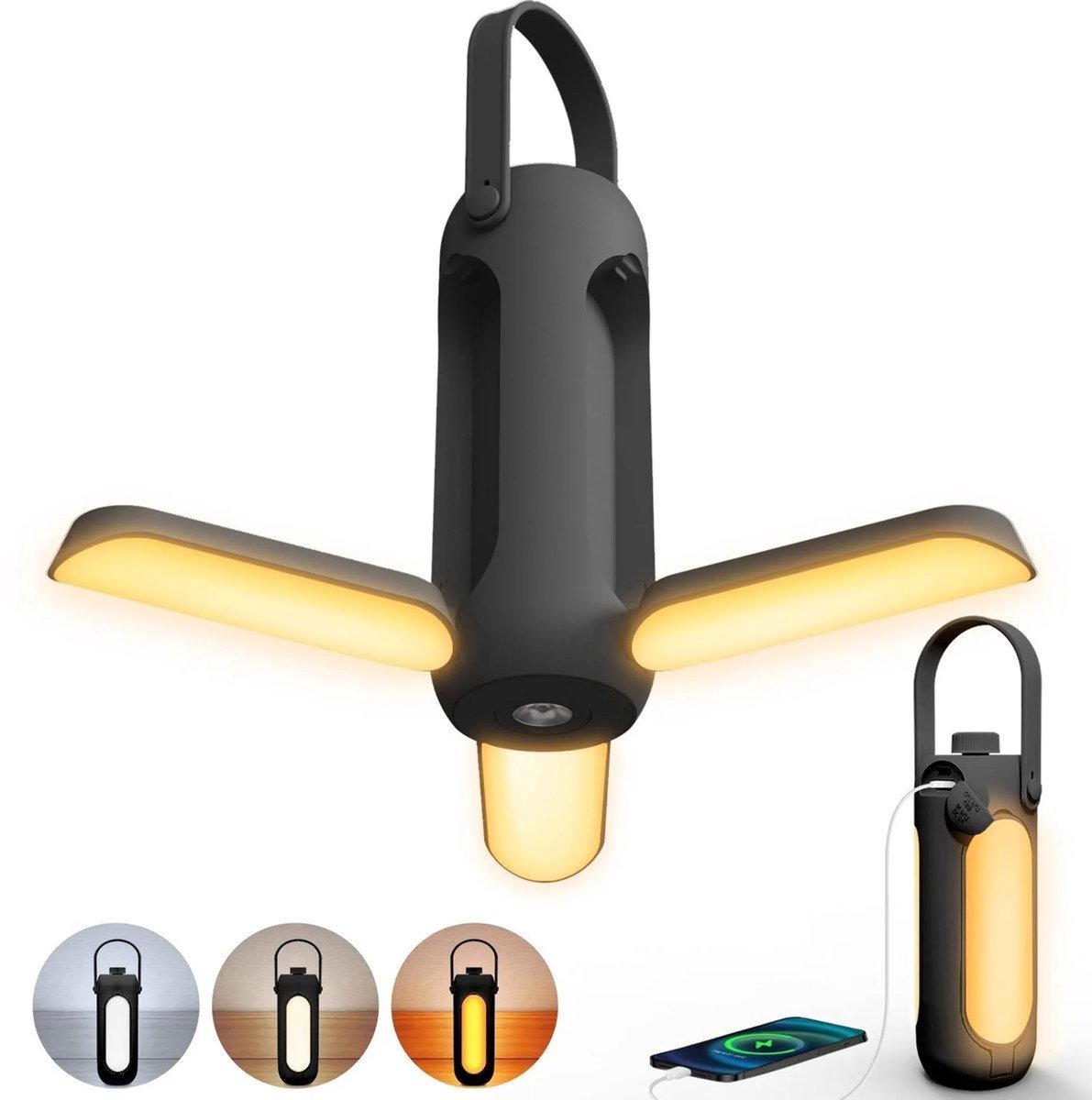 casalora® - LED Camping Lamp - Kampeerlamp - Tentlamp oplaadbaar - 10000 mAh-accu - Draadloos dimbaar - Met 3 lichtstanden - Nooduitrusting voor tenten - voor binnen en buiten - Vislamp