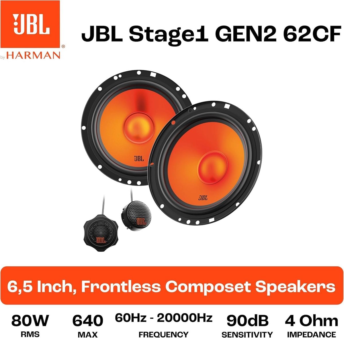 JBL STAGE1 GEN2 62CF - Autospeakers - 16,5 cm - 2-weg Composet - 640 Watt - Luidspreker set – foto 4