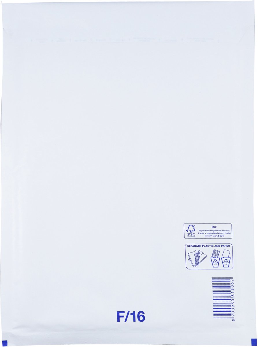 Luchtkussen enveloppen A4 - 16/F - 350 x 240 mm - 10 stuks - HK zelfklevend met plakstrip - Wit - Netuno