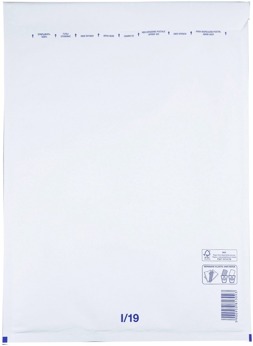 Luchtkussen enveloppen A3 - 19/I - 455 x 320 mm - 10 stuks - HK zelfklevend met plakstrip - Wit - Netuno