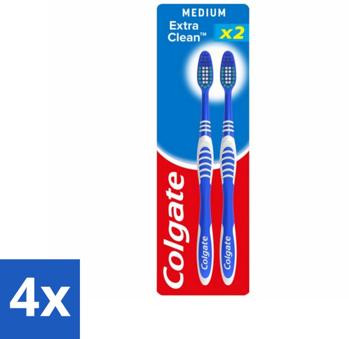4 x Colgate - Tandenborstels - Extra Clean Duo - Medium - 2 borstels - Tandenborstel - Tandenpoetsen - Mondhygiëne - Frisse Adem - Tandenborstel Duo