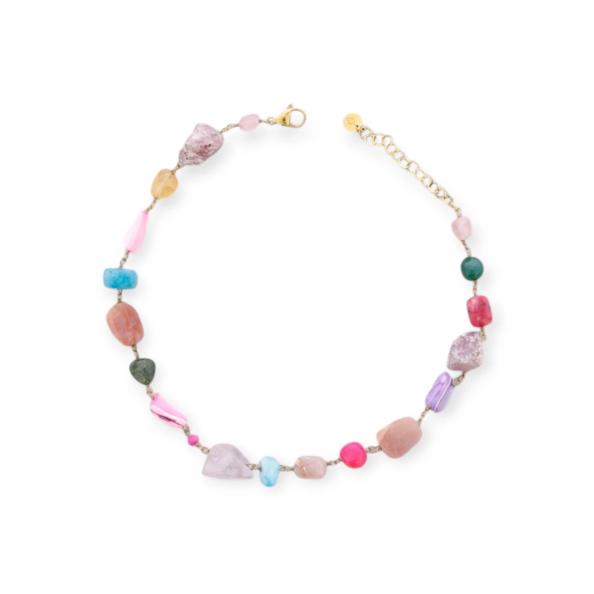 Ketting Choker Natuursteentjes Multicolor - Sonatachic Quasi - Chique korte halsketting - c.a. 33 + 5 cm
