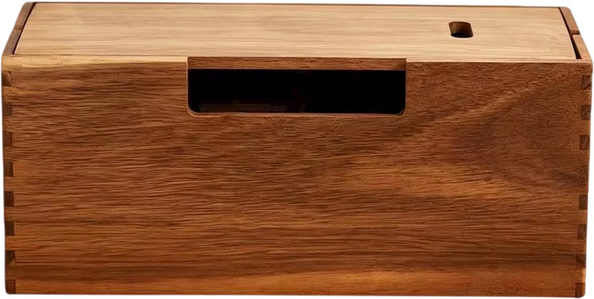 Kabelbox Hout – Kabelmanagement Opbergdoos voor Kabels, Opladers en Stekkerdozen – Organizer voor Draadbeheer en Stopcontacten