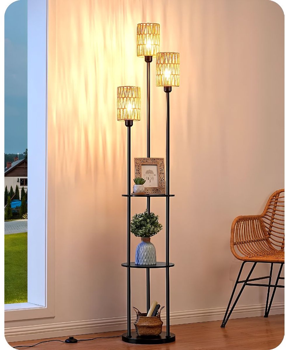 LNMsolutions® Vloerlamp - Vloerlampen Woonkamer - Vloerlamp Dimbaar - Zwart - ‎43cm x 32cm x 25cm