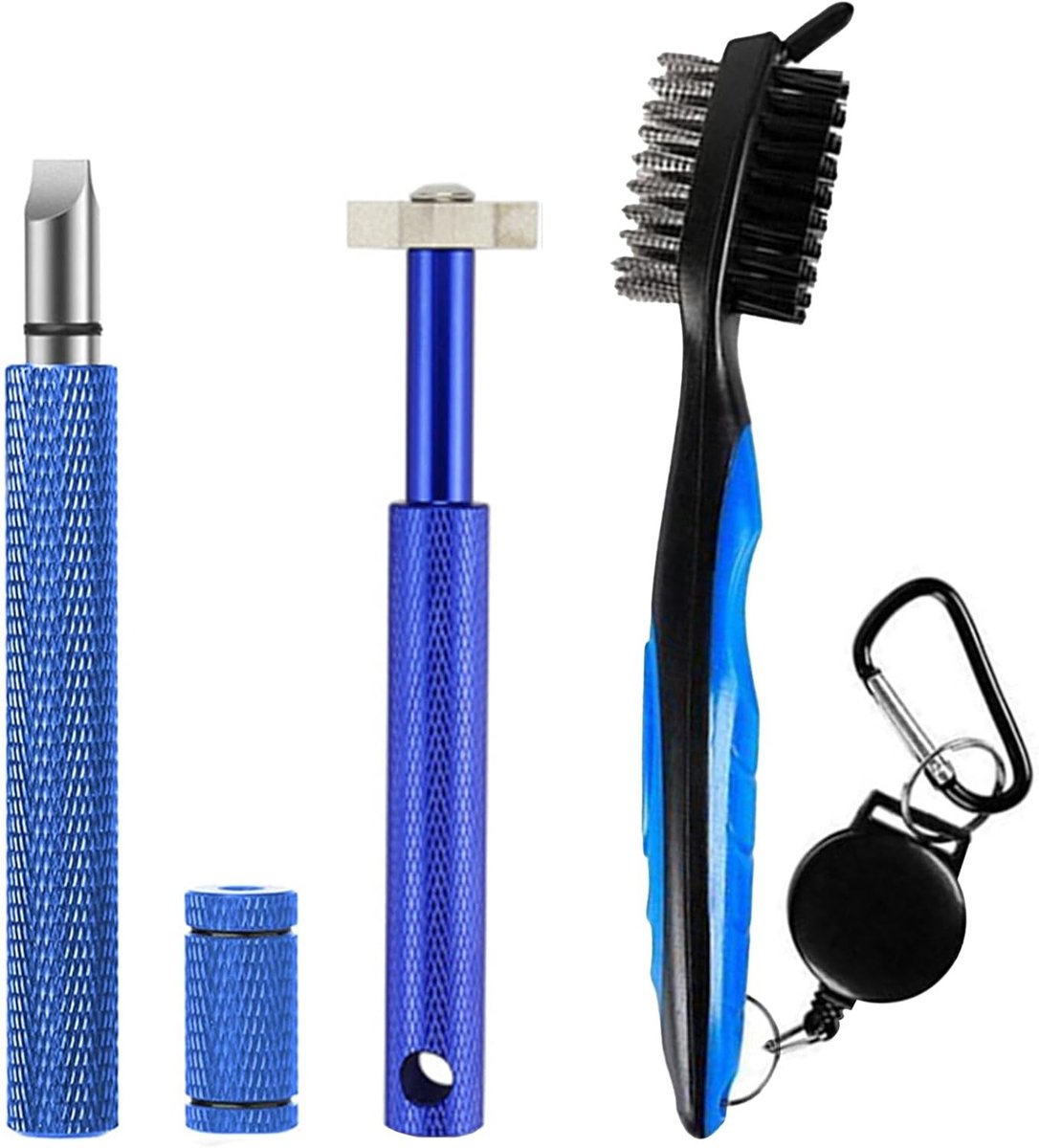 3-delige Golfset voor het Schoonmaken van Groeven met Retractable Borstel en Carabiner Haak voor Golfclubs en Rackets