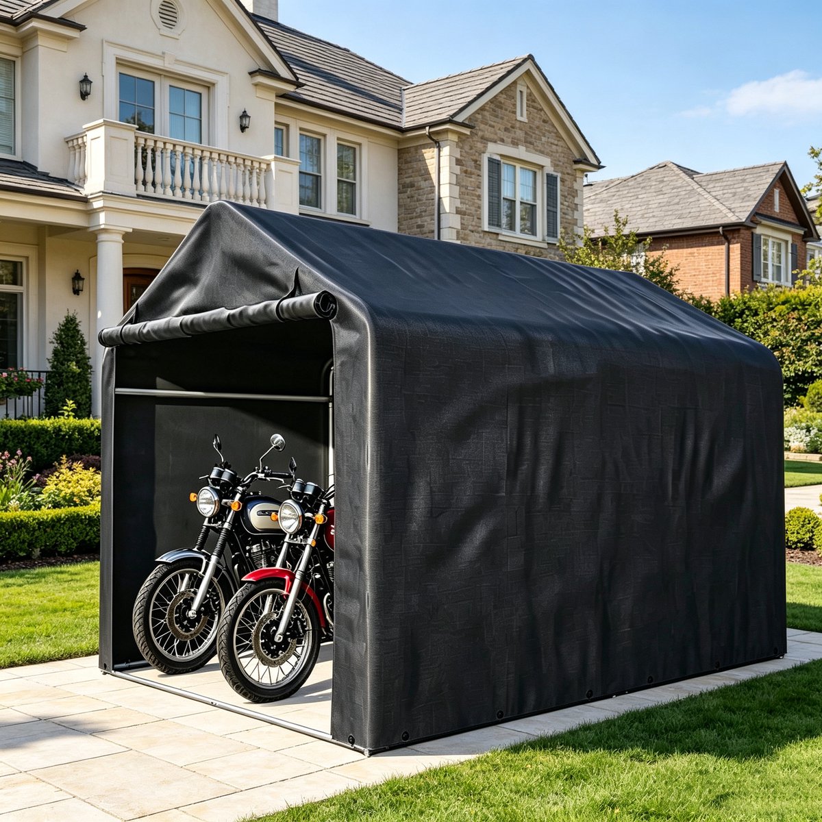 Fietsgarage gereedschapsschuur 187*100*160CM cm, tuinhuisje garage tent opbergtent, donkergrijs