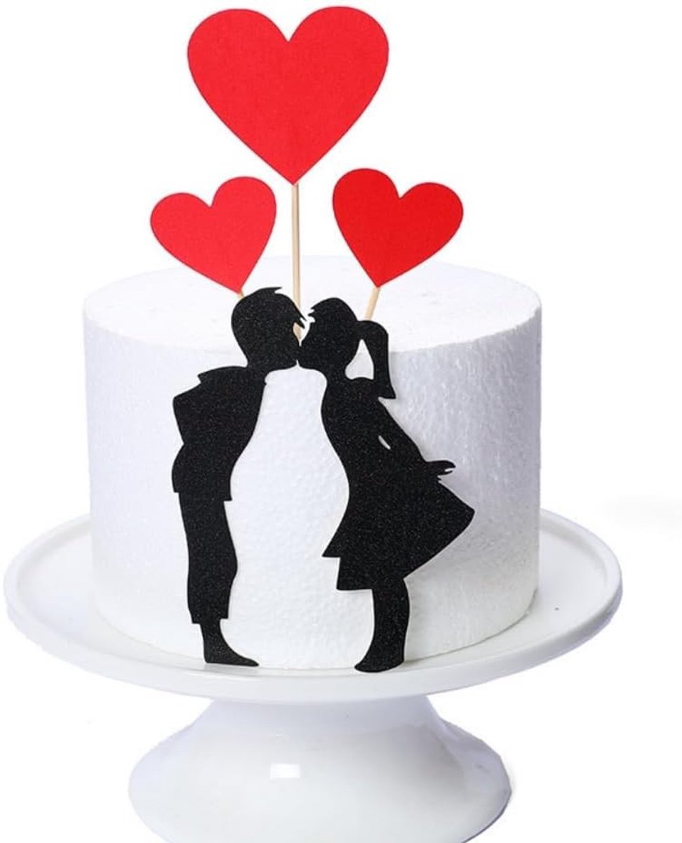 Glitter Cupcake Decoraties voor Valentijnsdag, Bruiloft, Verjaardagsfeest en Feestjes - 4 Stuks met Sprankelende Accenten