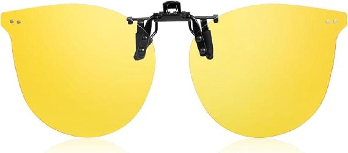 Clip-on zonnebril - Clip on zonnebril heren - Clip on zonnebril dames - Brilclip - Voorzetbril - Zonnebril - UV-bescherming - Unisex - Opklapbare zonnebril - Geel