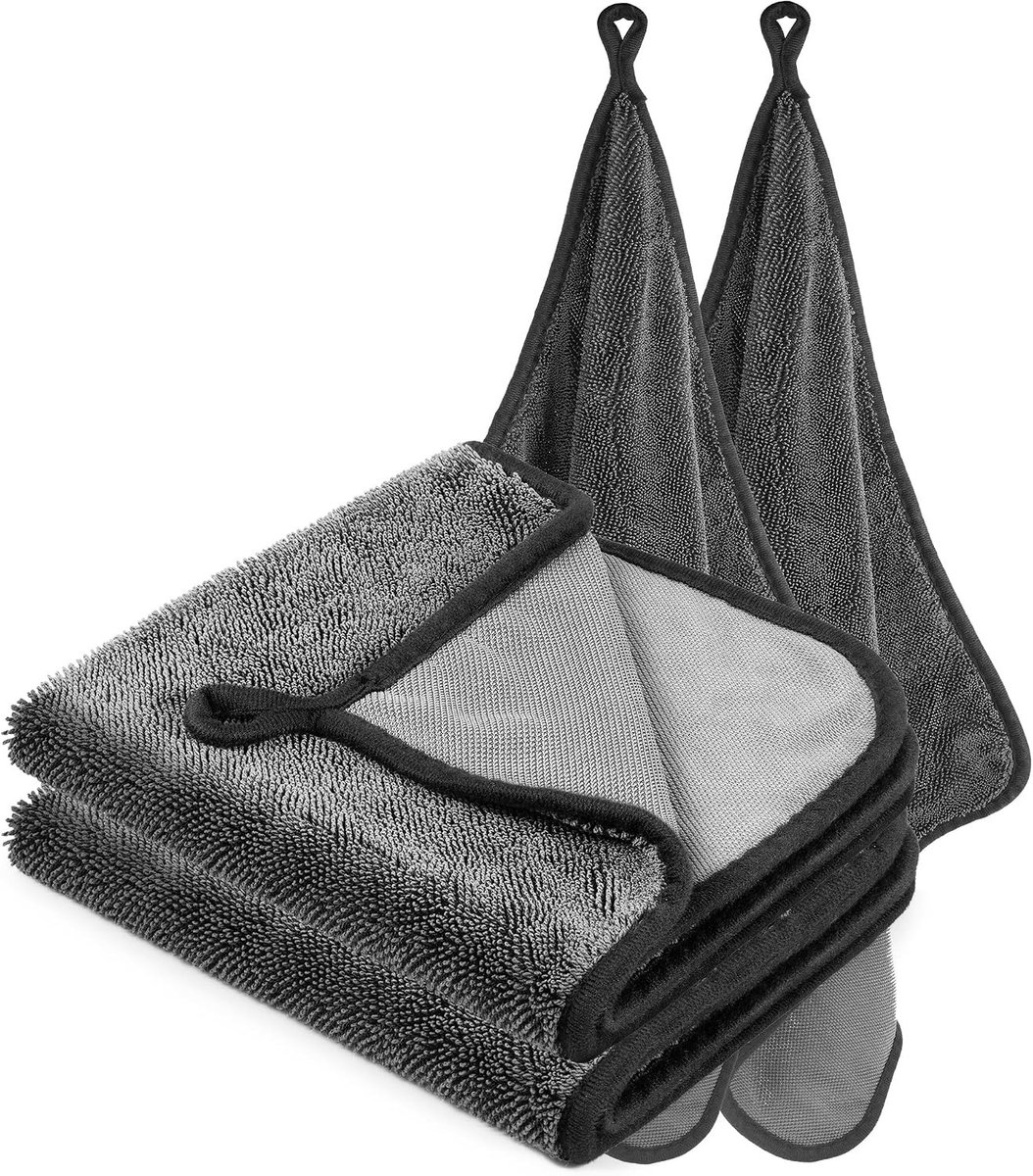 2-Delige Microvezeldoeken Set voor Autoverzorging – 600GSM, Super Absorberend en Streeploos – Ideaal voor Lak, Glas en Huishoudelijke Reiniging