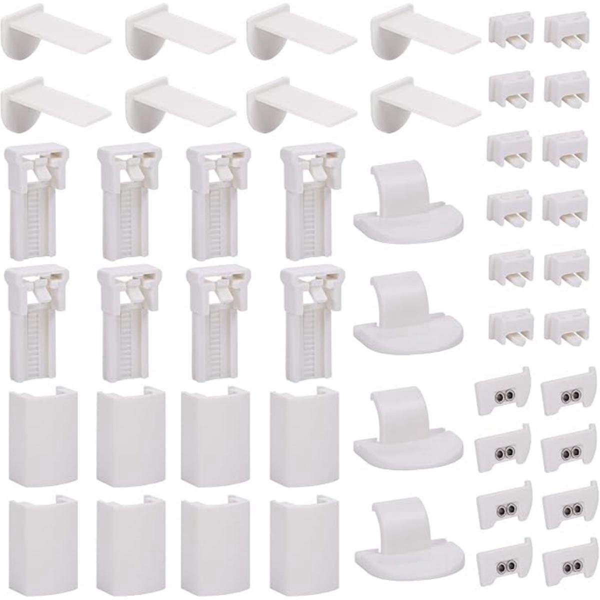 SSTRWGOOD 48 Stuks Montageset voor plisségordijnen - Pleats Gordijnen Montage Set - Incl. Klemhouders, Afdekking en 2mm Stoppen - Geschikt voor Ramen met Vier Zugbänder - Kunststof