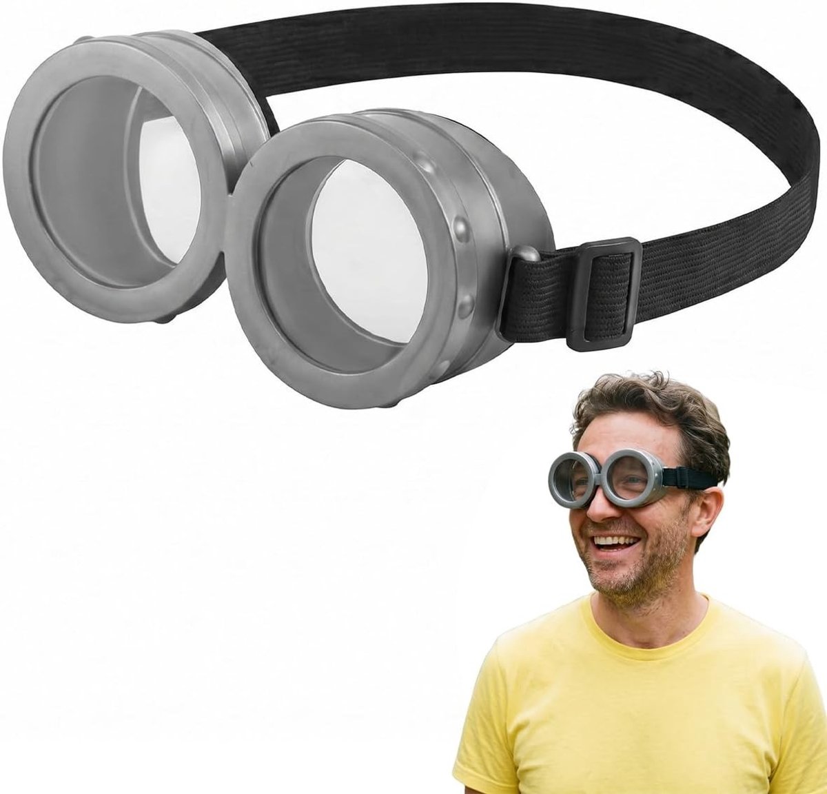 Kostuumbril met heldere glazen en zacht geel frame voor feestjes, Halloween en kostuumaccessoires, veilig en ademend