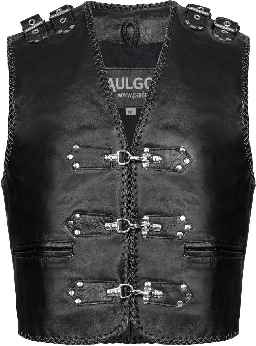PAULGOS Leren Vest – Biker-/Club-/Chopper-stijl – 100% Echt Leer – BW7