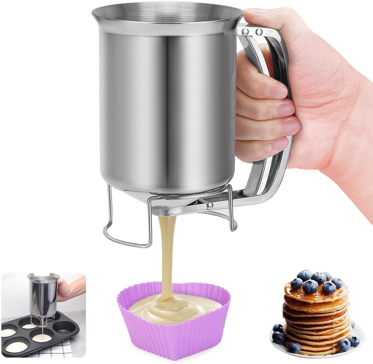 Elzusha - 900ml RVS Mix Batter Separator met Squeeze Handvat