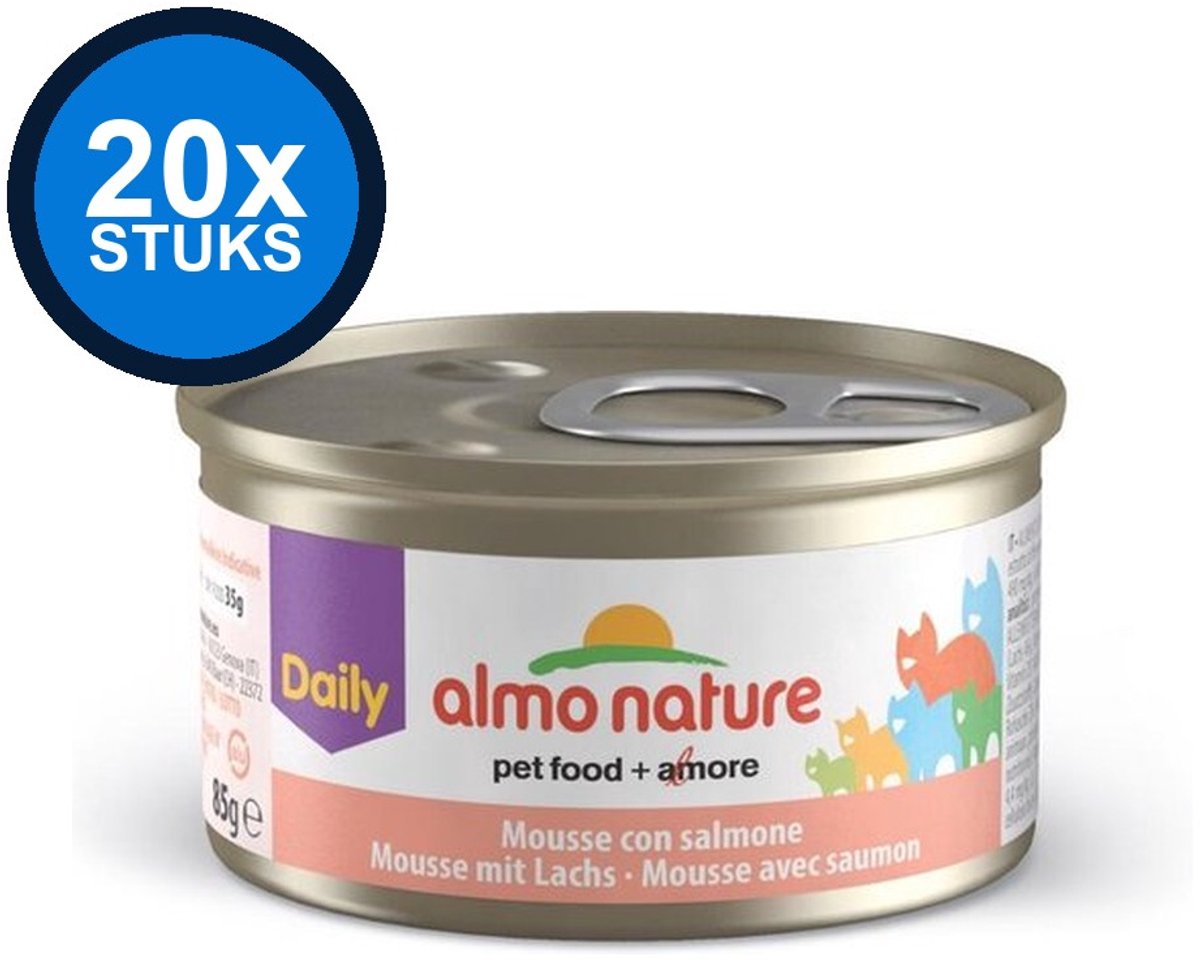 20x Almo Nature Daily Mousse - Zalm - Kattenvoer Natvoer - 85g