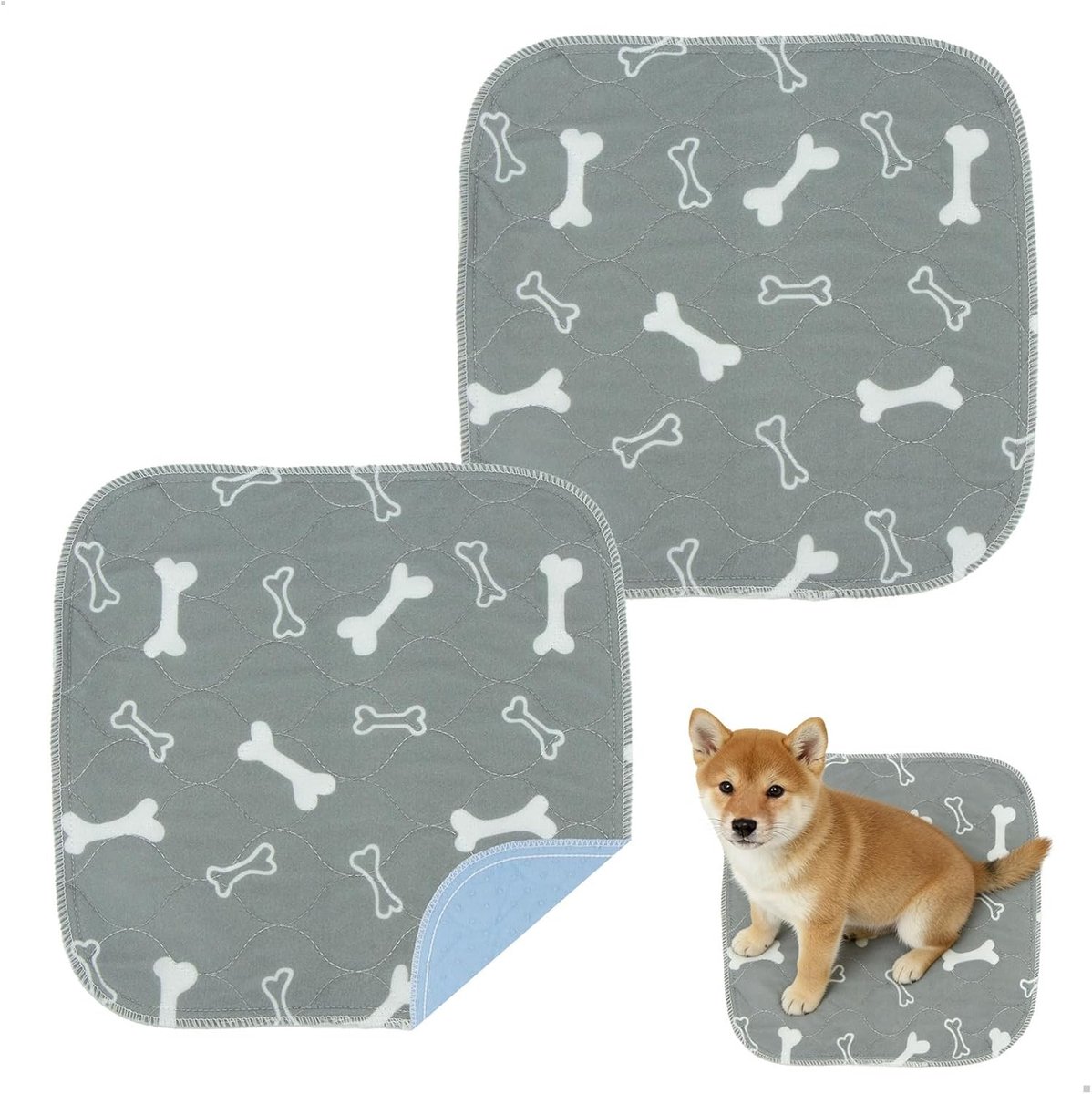 Set van 2 Waterdichte Hondenmatten 30 x 30 cm, Wasbare Puppy Pads, Herbruikbare Training Pads voor Thuis, Auto en Reizen