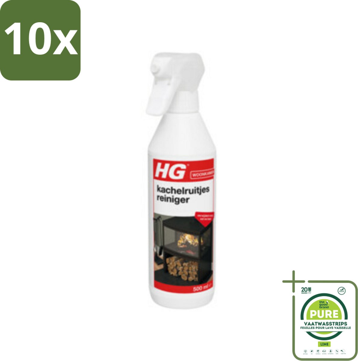 10 x HG Kachelruitjes Reiniger 500 ml - Grootverpakking - Kachelruitjes Reiniger - Roet Verwijderen - Haard Reiniging - Vuil Verwijderen - Kachel Schoonmaken