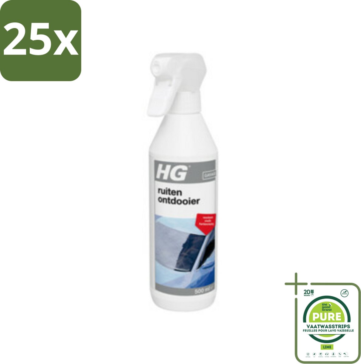 25 x HG Ruitenontdooier 500 ml - Grootverpakking - Ruitenontdooier - Auto Ruiten - Ijs Ruiten - Sneeuw Ruiten - Auto Schoonmaak